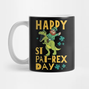 Happy St. Pat-Rex Day Leprechaun Riding T-Rex Dinosaur for St. Patrick's Day Mug